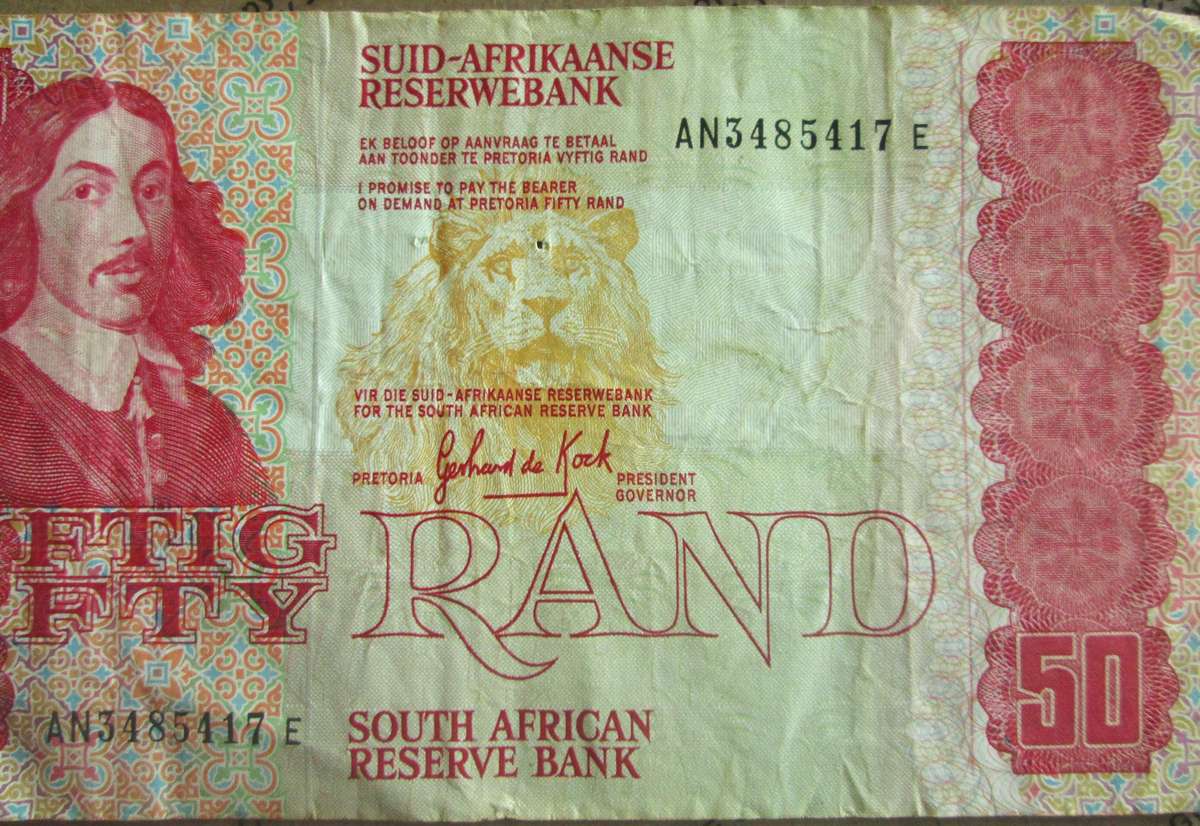 Fifty Rand Republic of South Africa Serial Nr AN3485417E