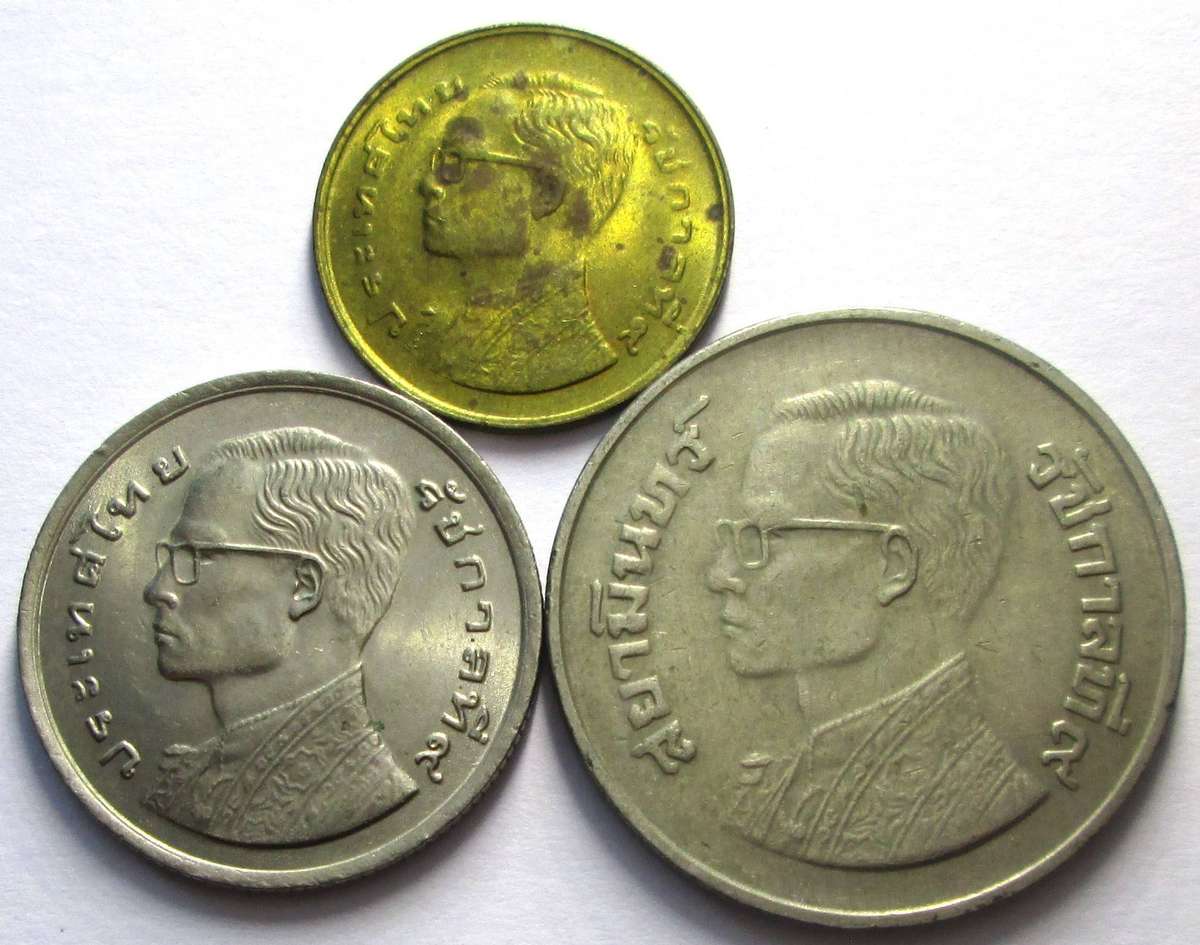 1977 Thailand 1 Baht 5 Baht 25 Satang