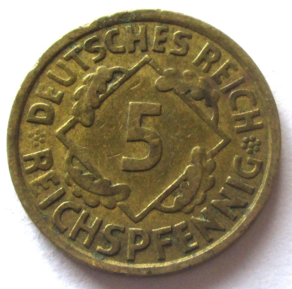 1924 Deutsches Reich 5 Reichspfennig