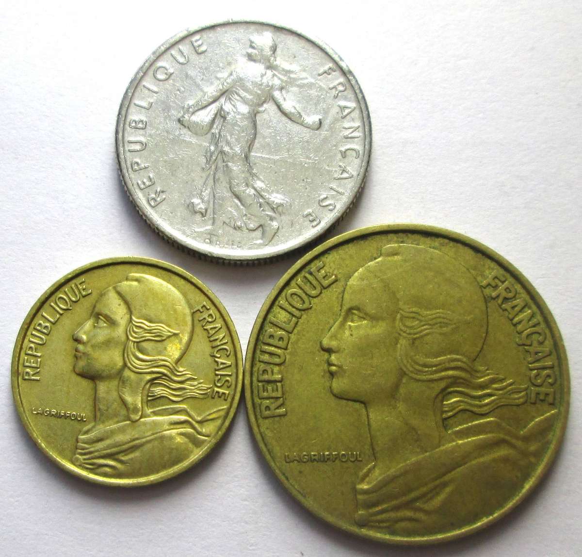 1967 France 5 Centimes 20 Centimes Half Franc