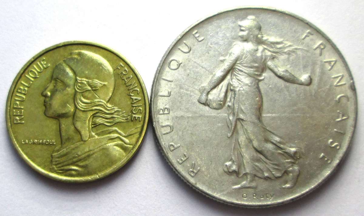 1973 France 5 Centimes 1 Franc