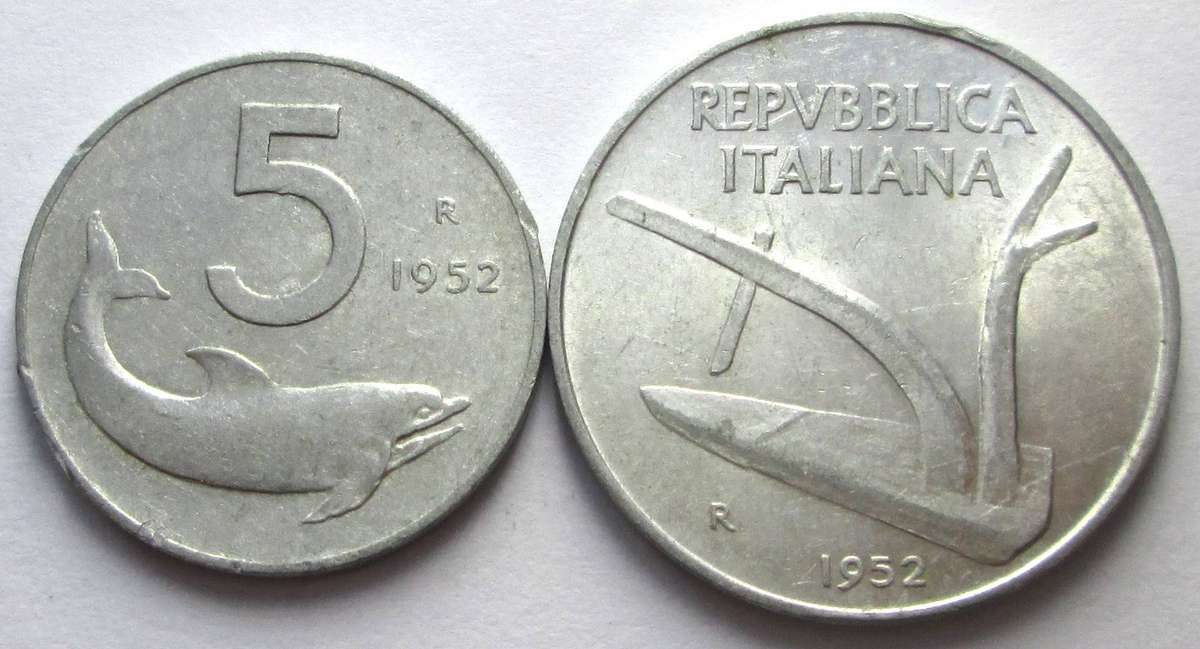 1952 Italy 5 Lire 10 Lire