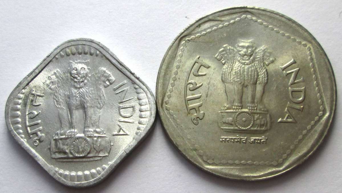 1983 India 5 Paise 1 Rupee