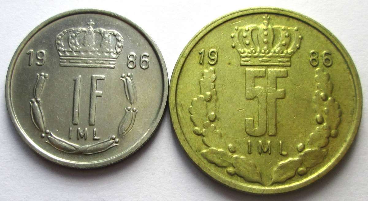 1986 Luxembourg 1 Franc 5 Francs