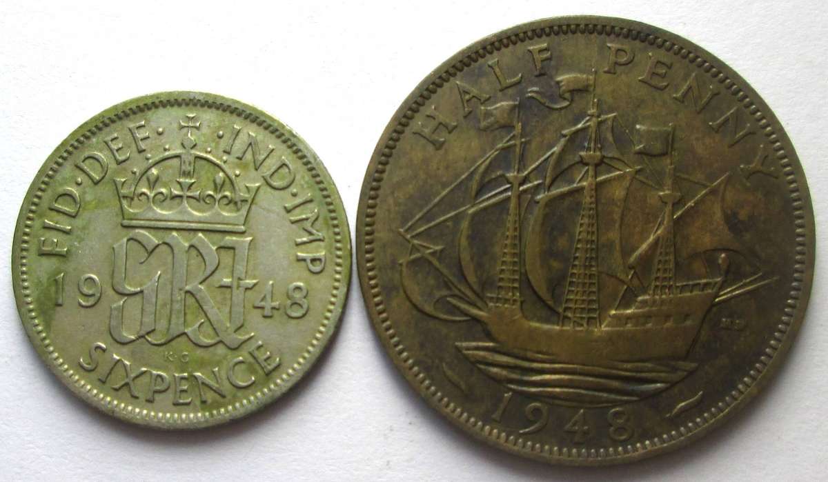 1948 Great Britain 6 Pence Half Penny