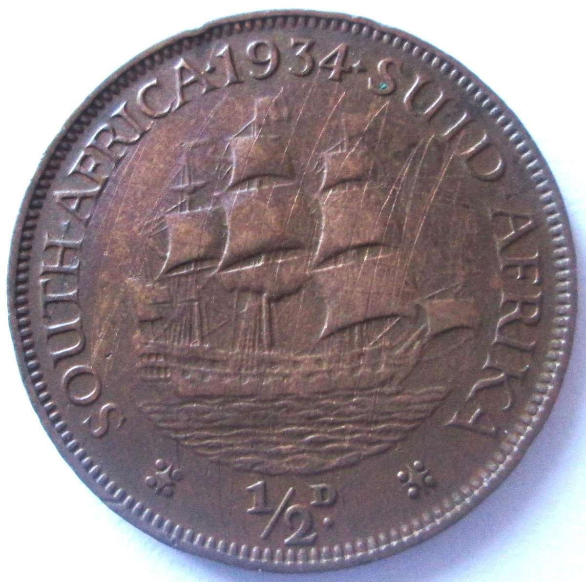 1934 Union of South Africa Half Penny