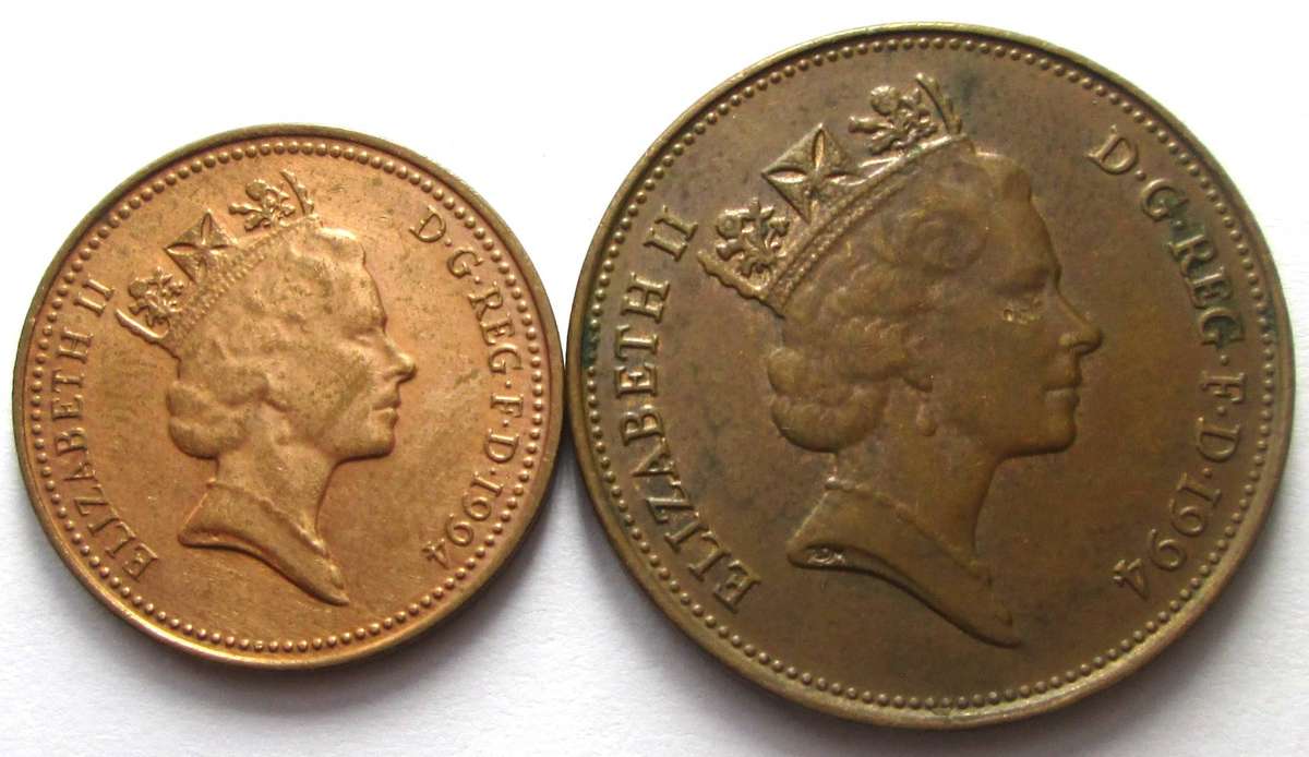 1994 Great Britain 1 Penny 2 Pence
