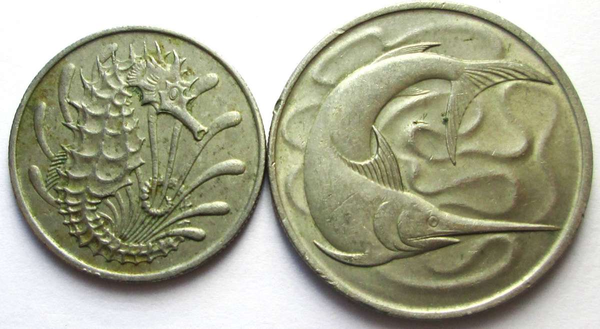 1967 Singapore 10 Cents 20 Cents