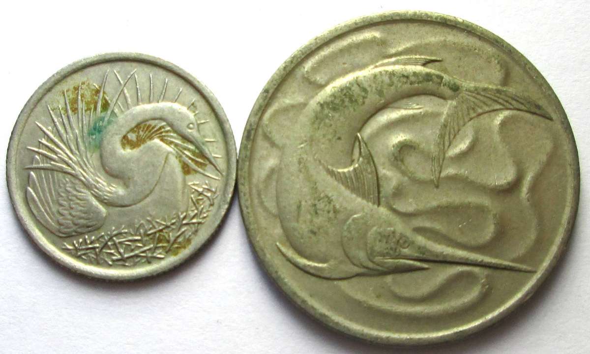 1969 Singapore 5 Cents 20 Cents