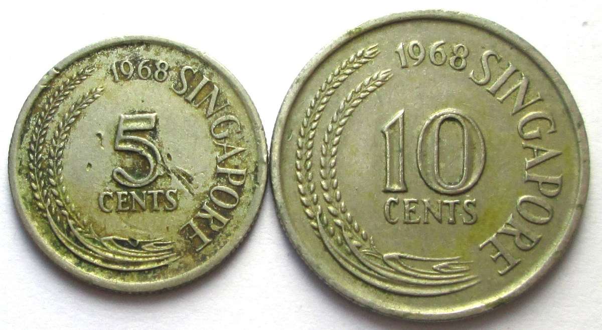 1968 Singapore 5 Cents 10 Cents