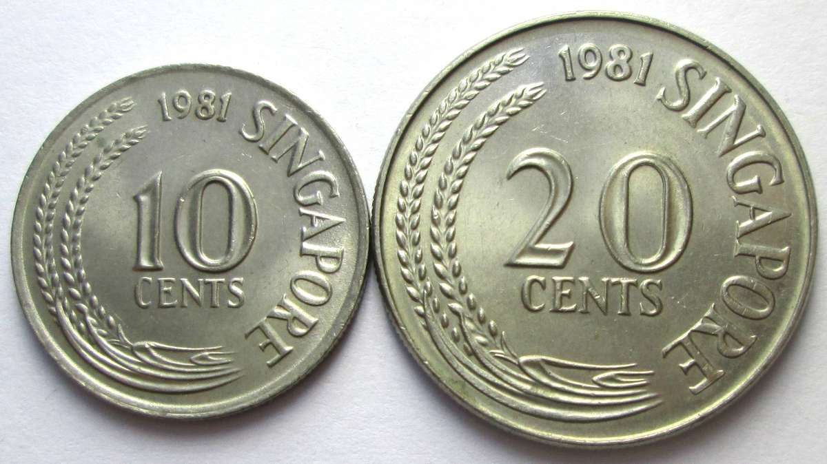 1981 Singapore 10 Cents 20 Cents