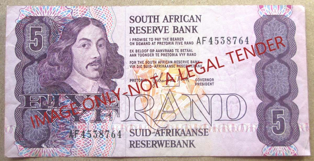 Five Rand South Africa Serial Nr AF4538764
