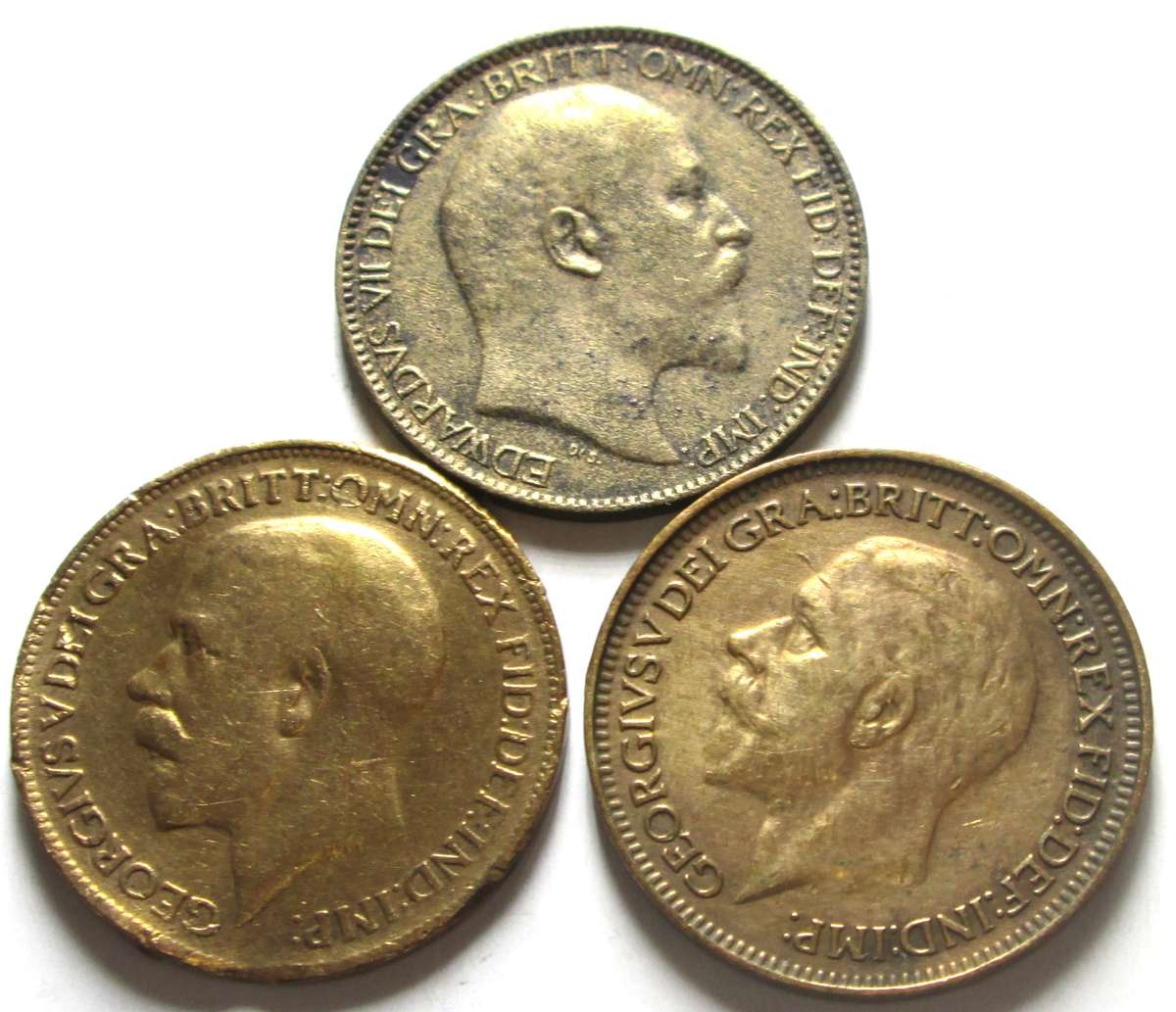 Farthing Great Britain 1909 + 1920 + 1932