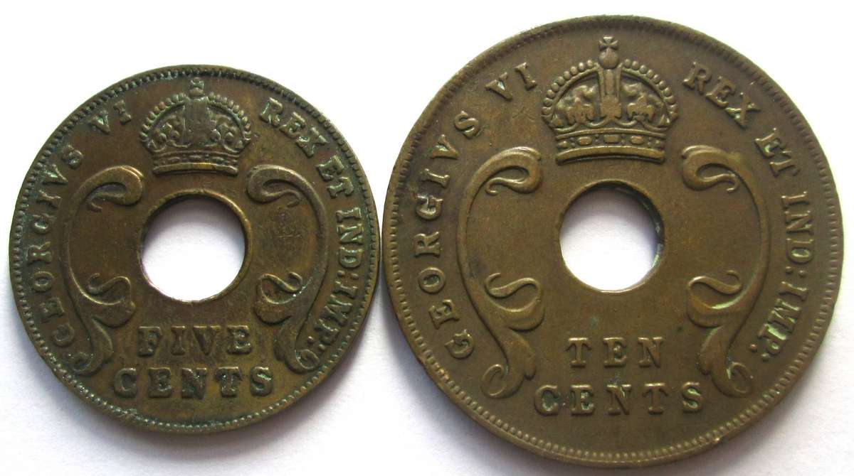 1941 East Africa 5 Cents 10 Cents