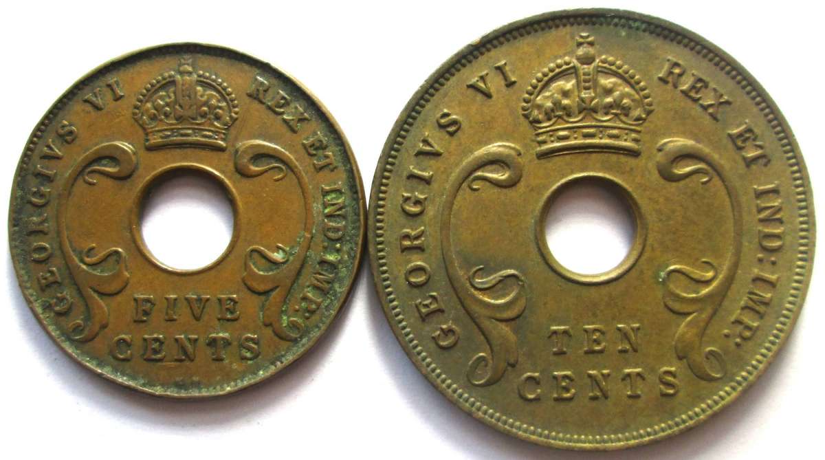1937 East Africa 5 Cents 10 Cents