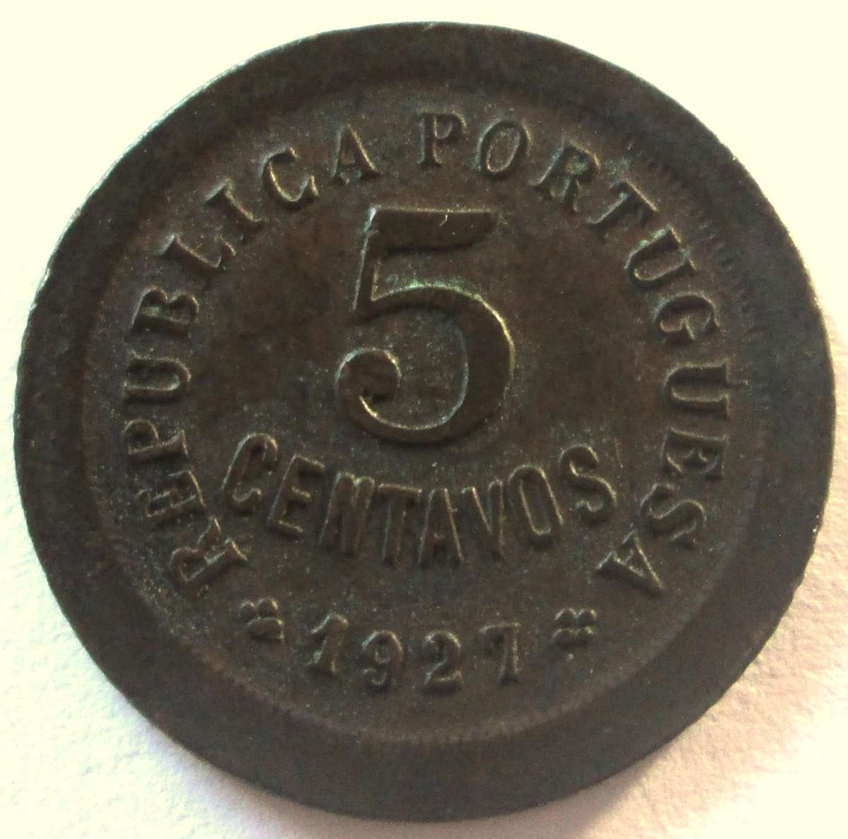 1927 Portugal 5 Centavos