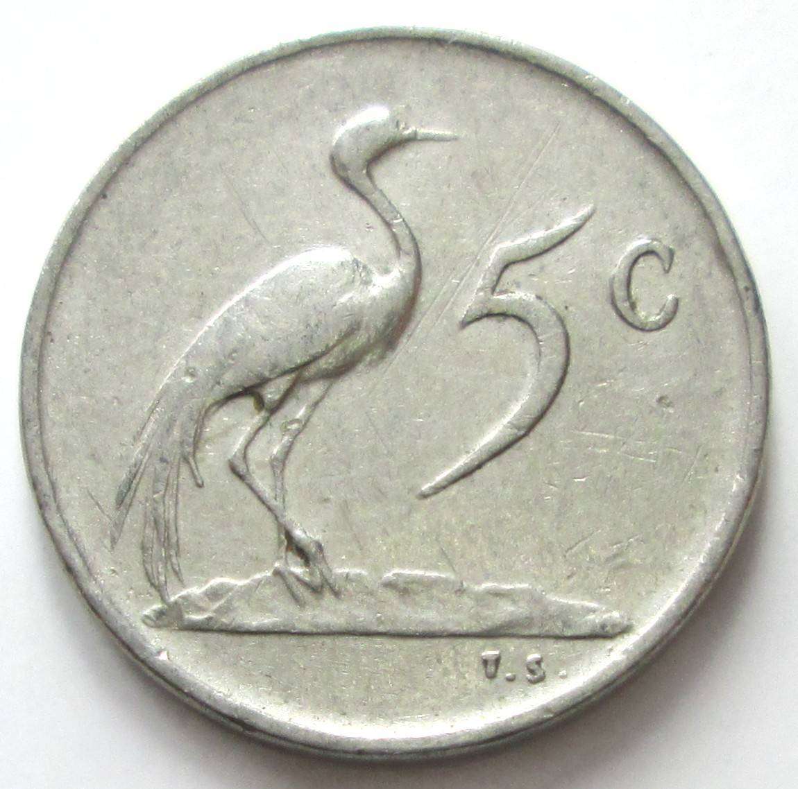 1969 South Africa 5 Cents Afrikaans