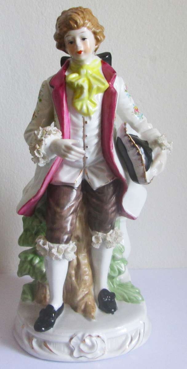 Figurine Vintage En Céramique, Gentleman - Déco Rétro Pour étagère !