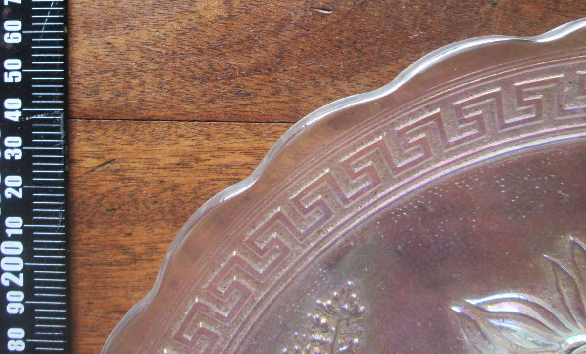 Carnival Glass Imperial White Chrysanthemum Chop Plate