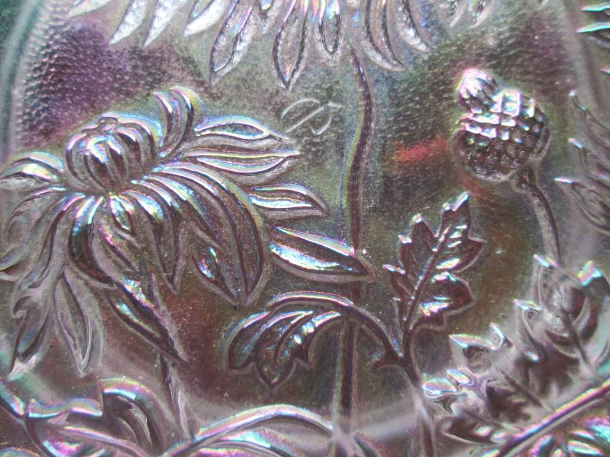 Carnival Glass Imperial White Chrysanthemum Chop Plate