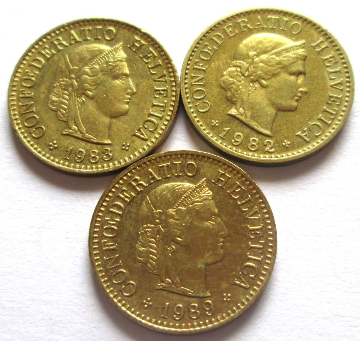 5 Rappen Switzerland 1982 + 1983 + 1989