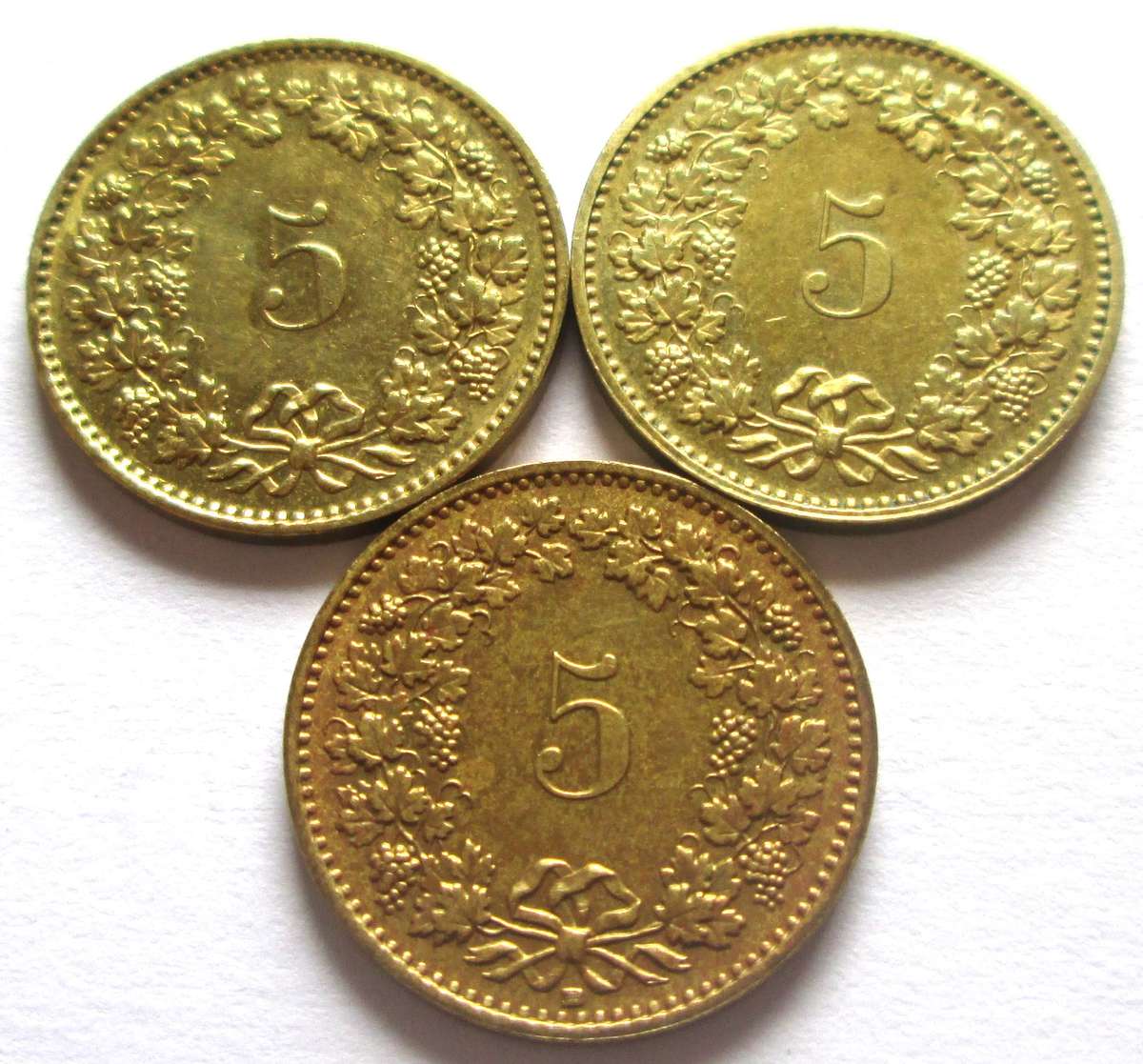 5 Rappen Switzerland 1982 + 1983 + 1989