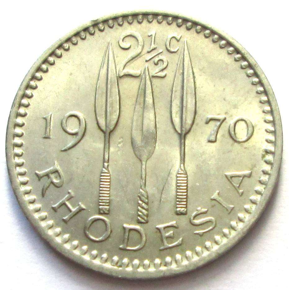 1970 Rhodesia 2 Half Cents
