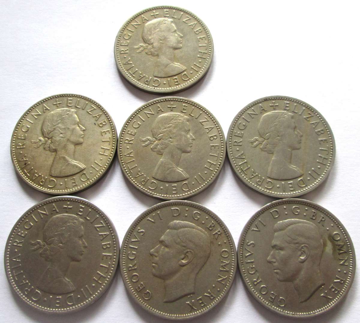 Half Crown Great Britain 1937 + 1948 + 1954 + 1957 + 1958 + 1963 + 1965