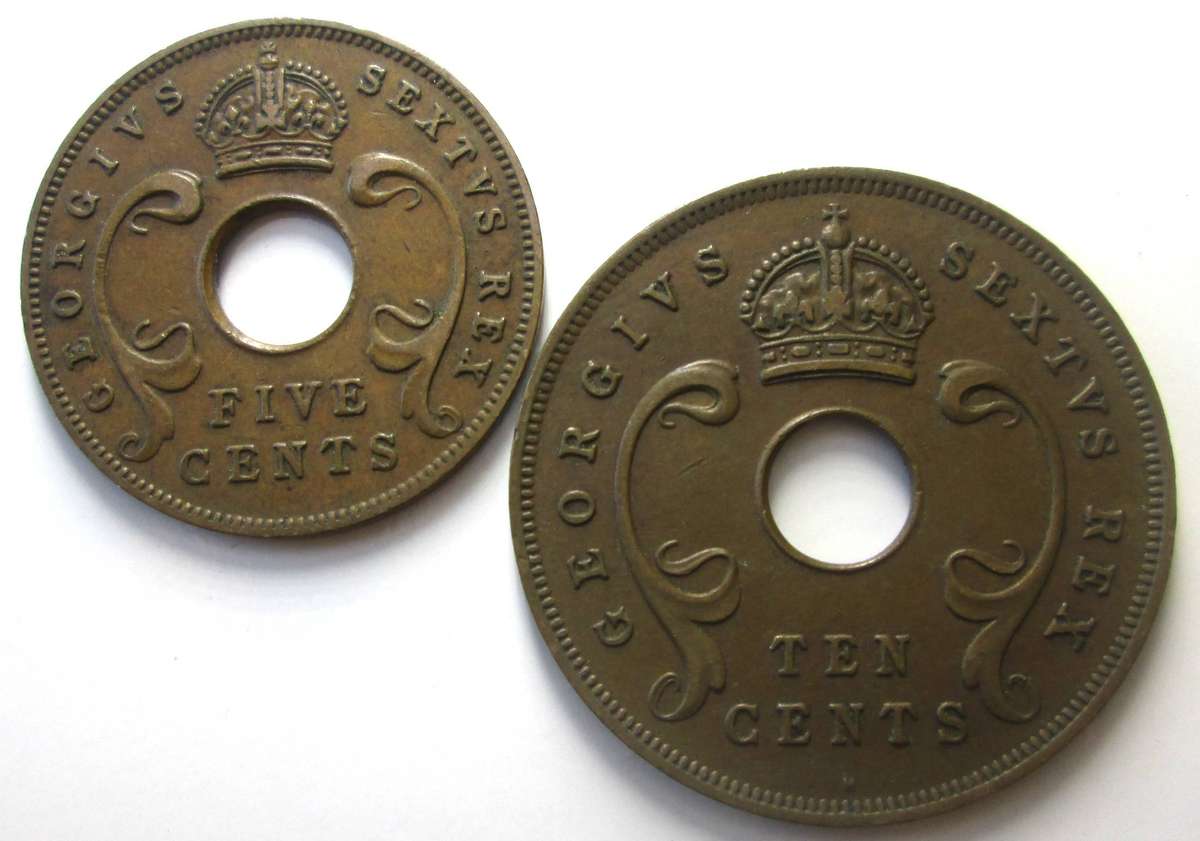 1952 East Africa 5 Cents 10 Cents