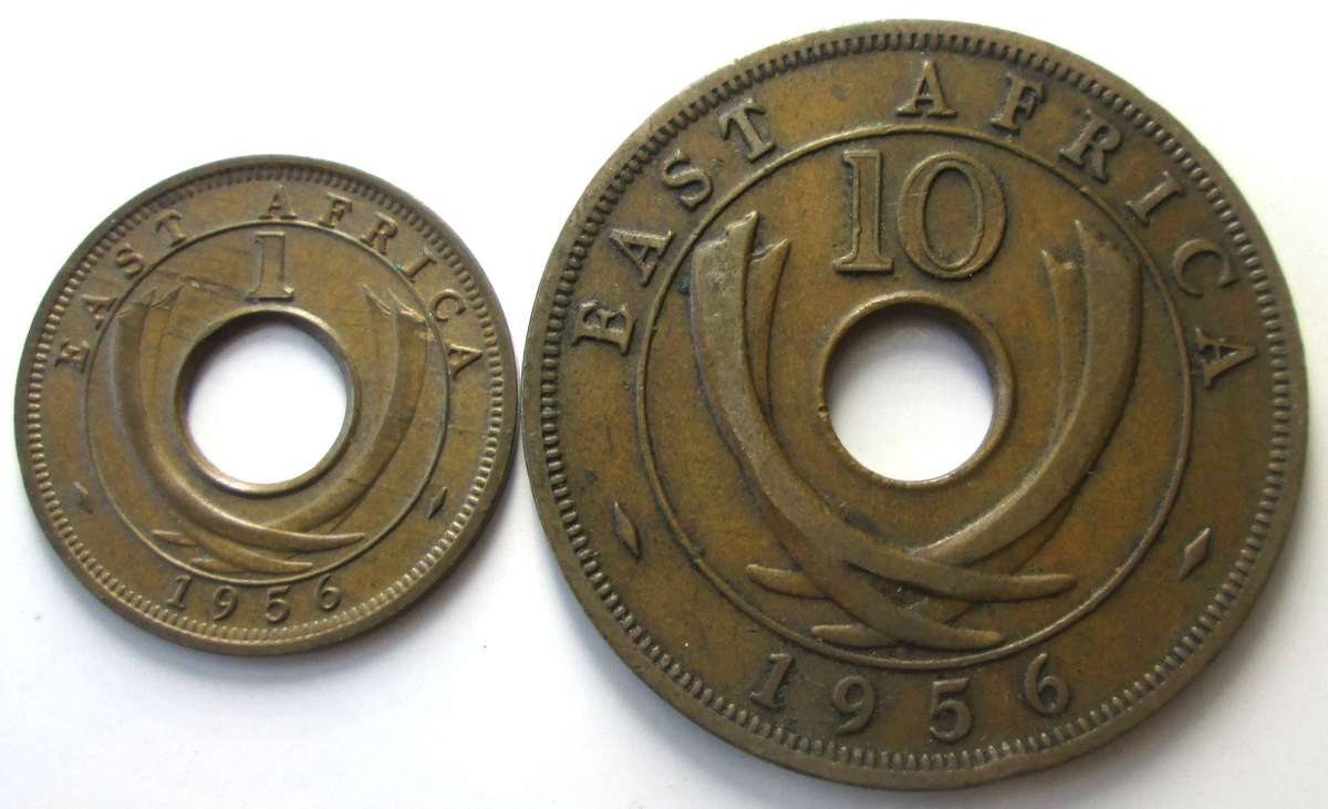 1956 East Africa 1 Cent 10 Cents