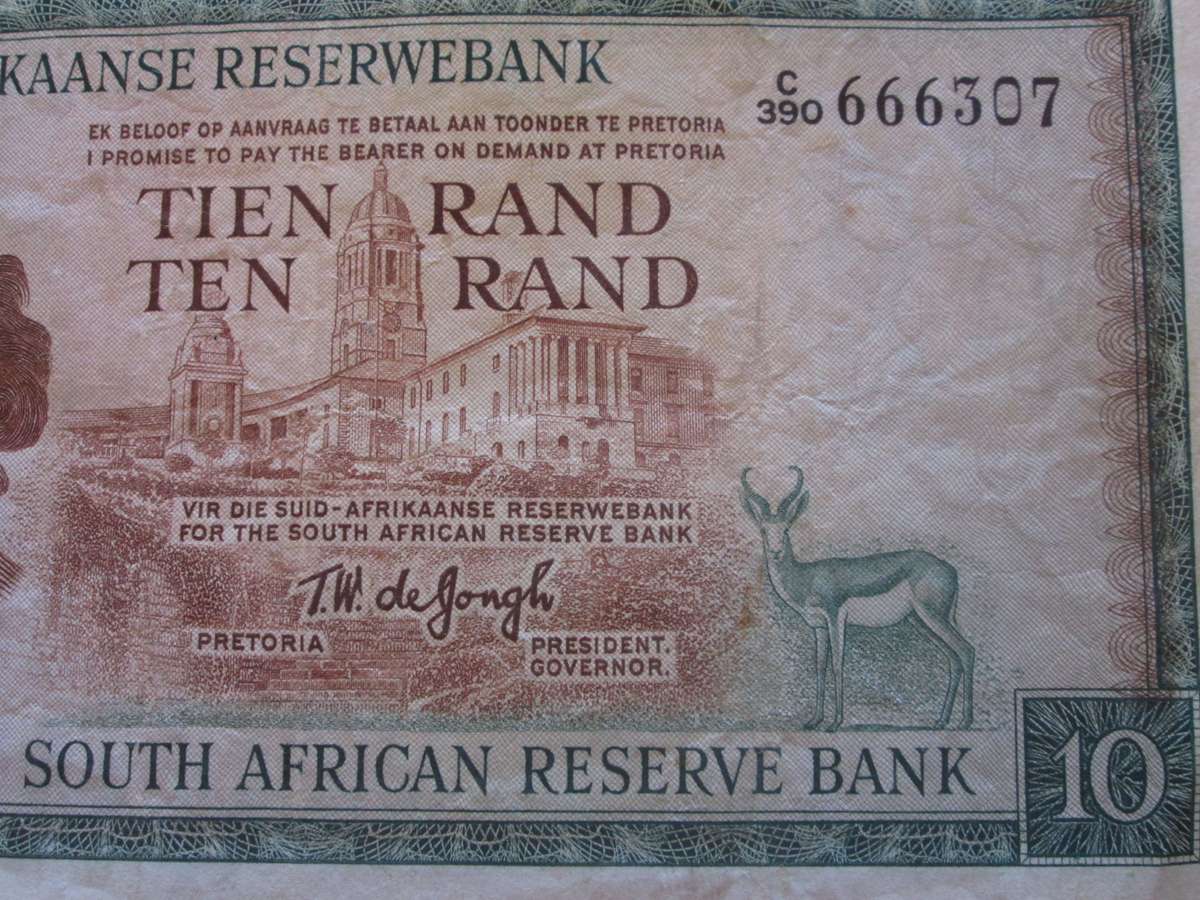 Ten Rand Republic of South Africa Serial Nr C390 666307