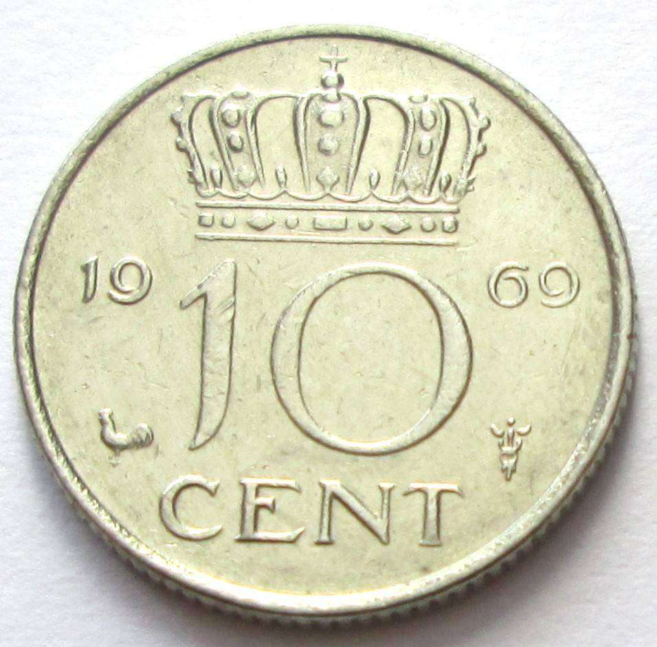 1969 Netherlands 10 Cents