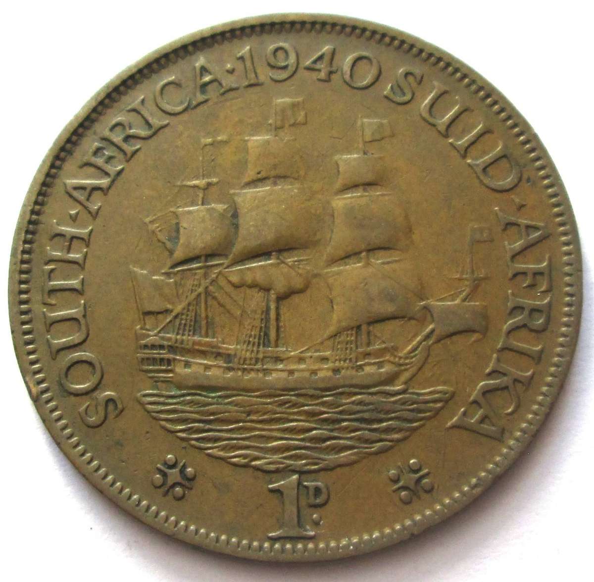 1940 Union of South Africa 1 Penny NO DOT
