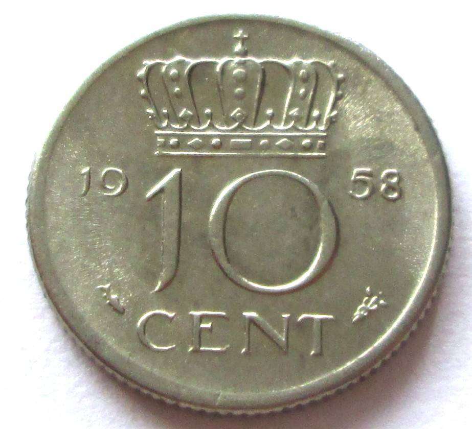 1958 Netherlands 10 Cents