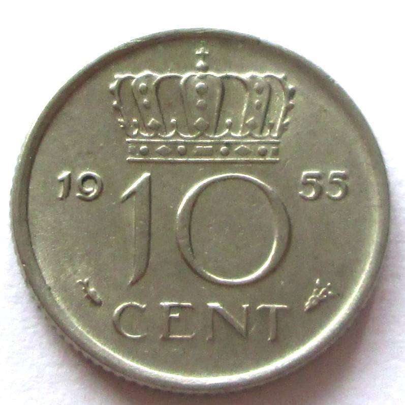 1955 Netherlands 10 Cents
