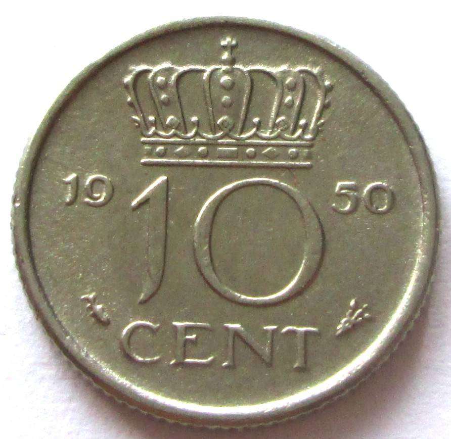 1950 Netherlands 10 Cents