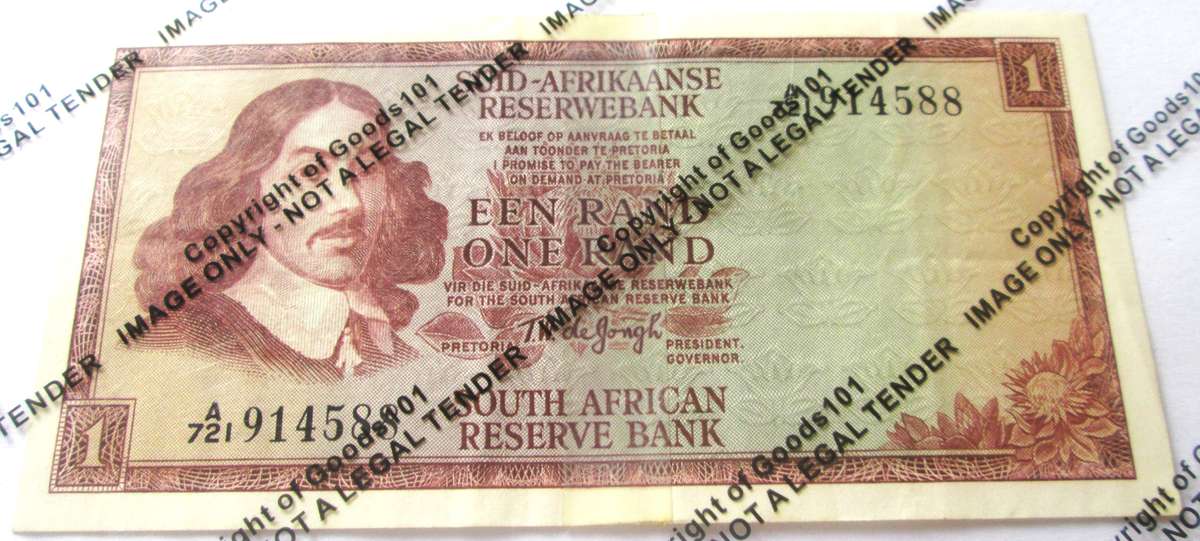 One Rand Republic of South Africa Serial Nr A721 914588