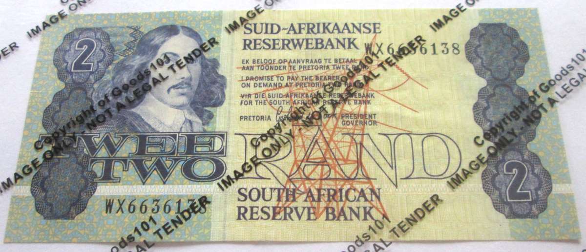 Two Rand Republic of South Africa Serial Nr WX 6636138 Replacement Note