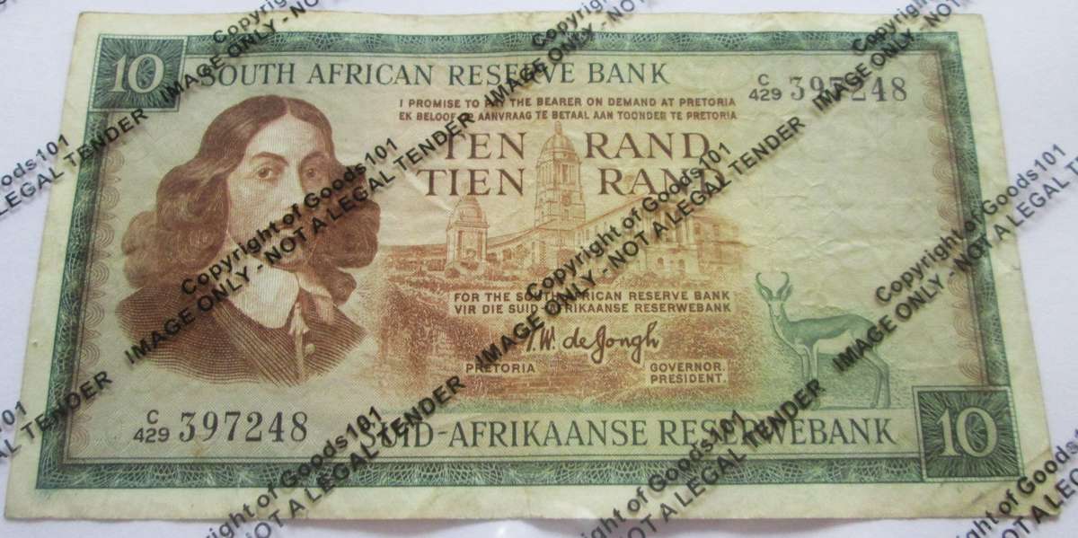 Ten Rand Republic of South Africa Serial Nr C429 397248