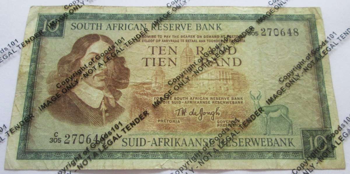 Ten Rand Republic of South Africa Serial Nr C305 270648