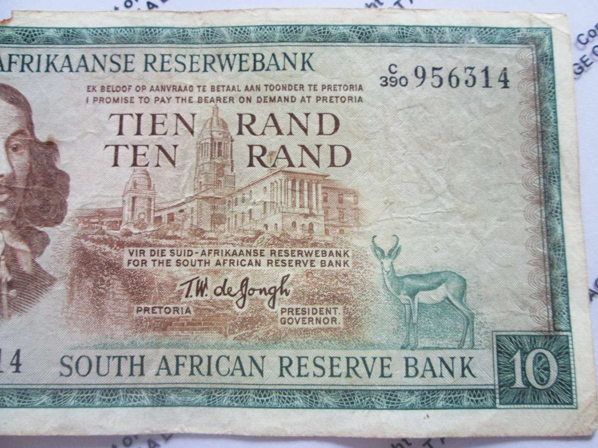 Ten Rand Republic of South Africa Serial Nr C390 956314