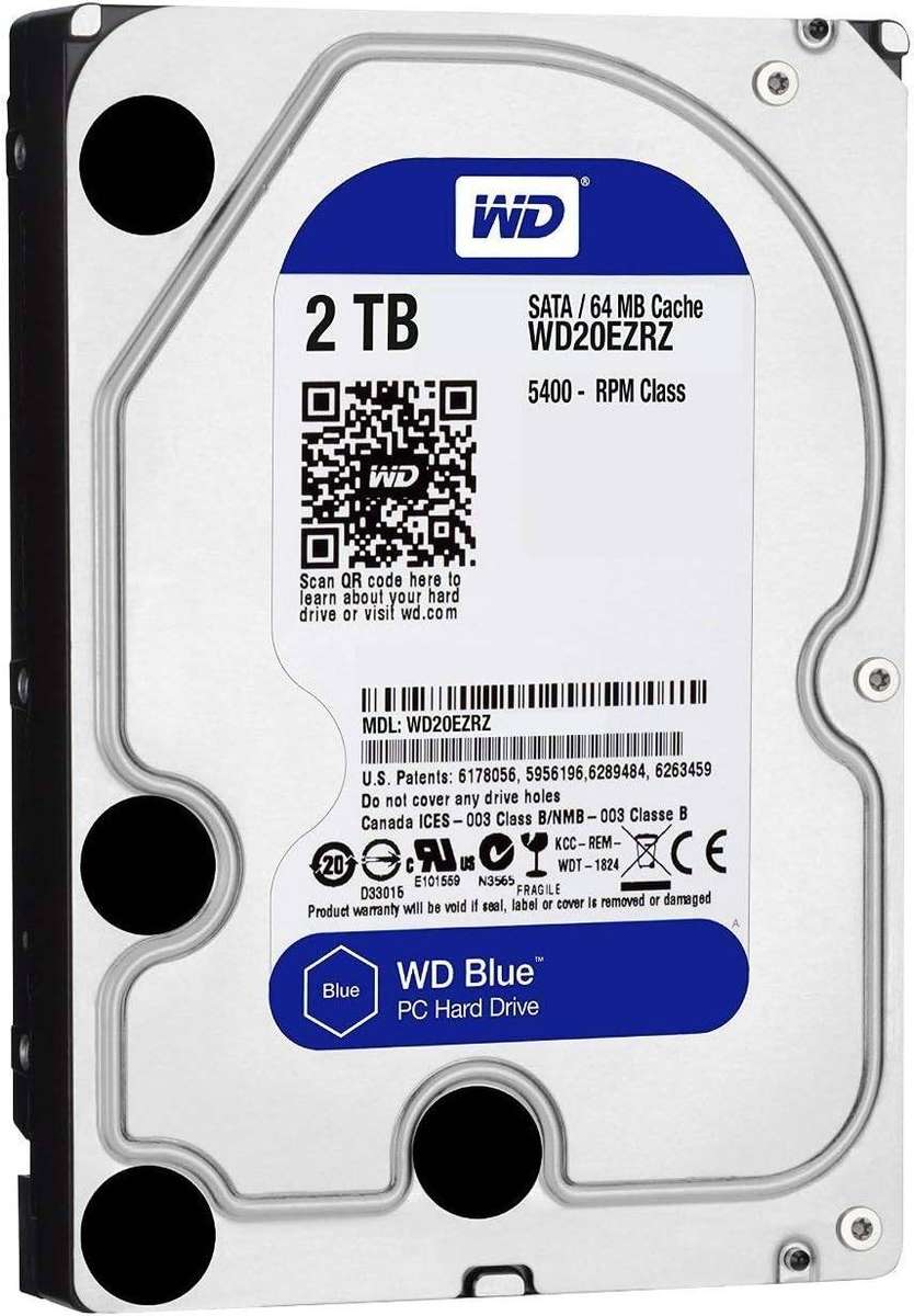 Western Digital 2TB WD Blue PC Internal Hard Drive - 5400 RPM Class, SATA 6 Gb/s, , 64 MB Cache, 3.5