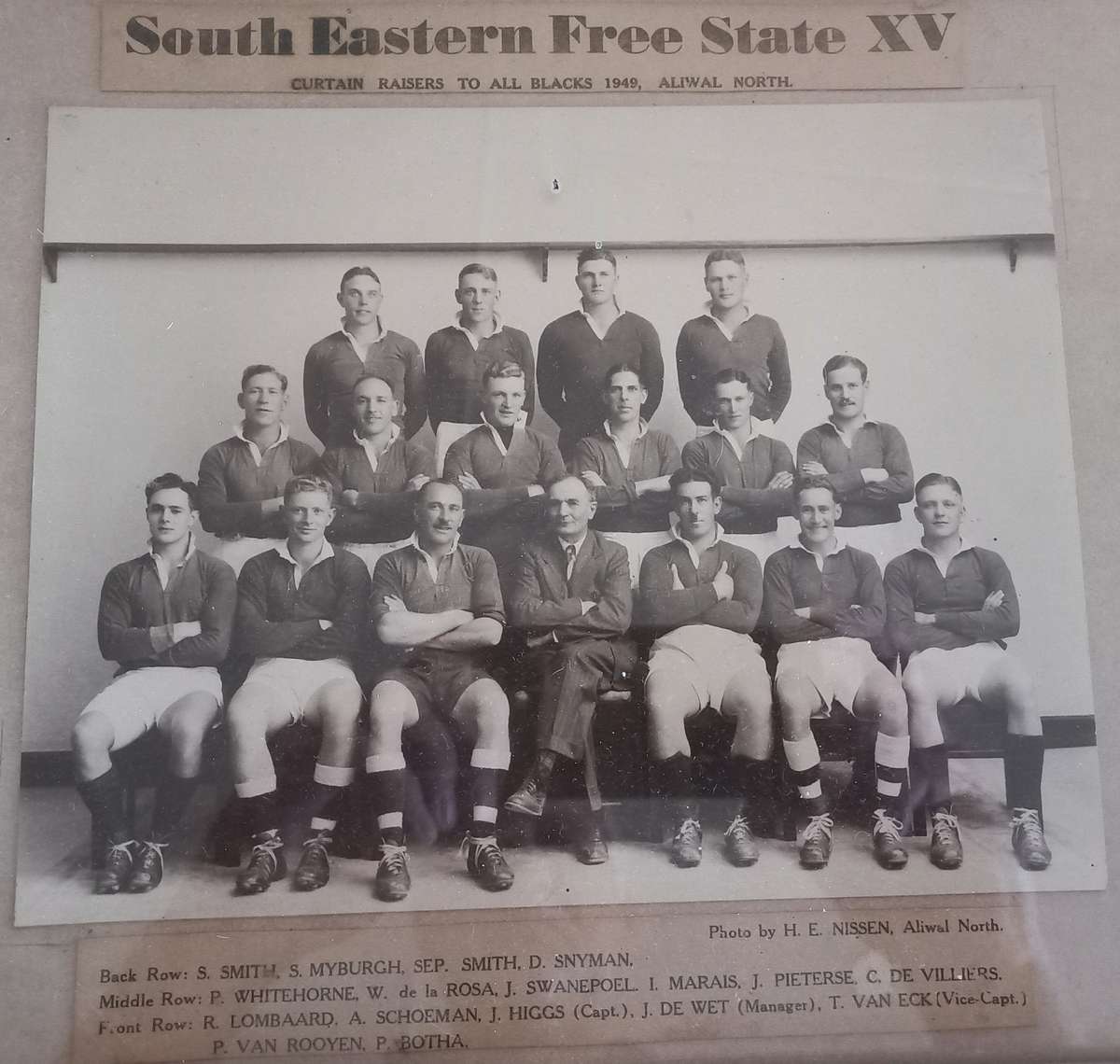 RUGBY-1949 SOUTH EASTERN FREE STATE-ALL BLACKS CURTAIN RAISER