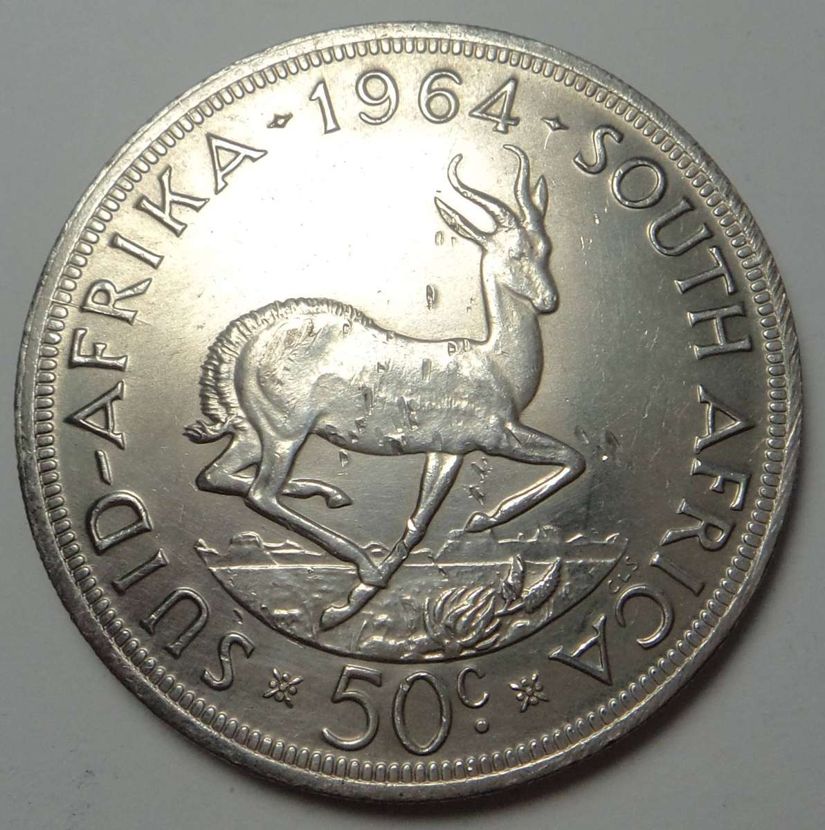 1964 Silver Crown (50c) of the Republic of South Africa