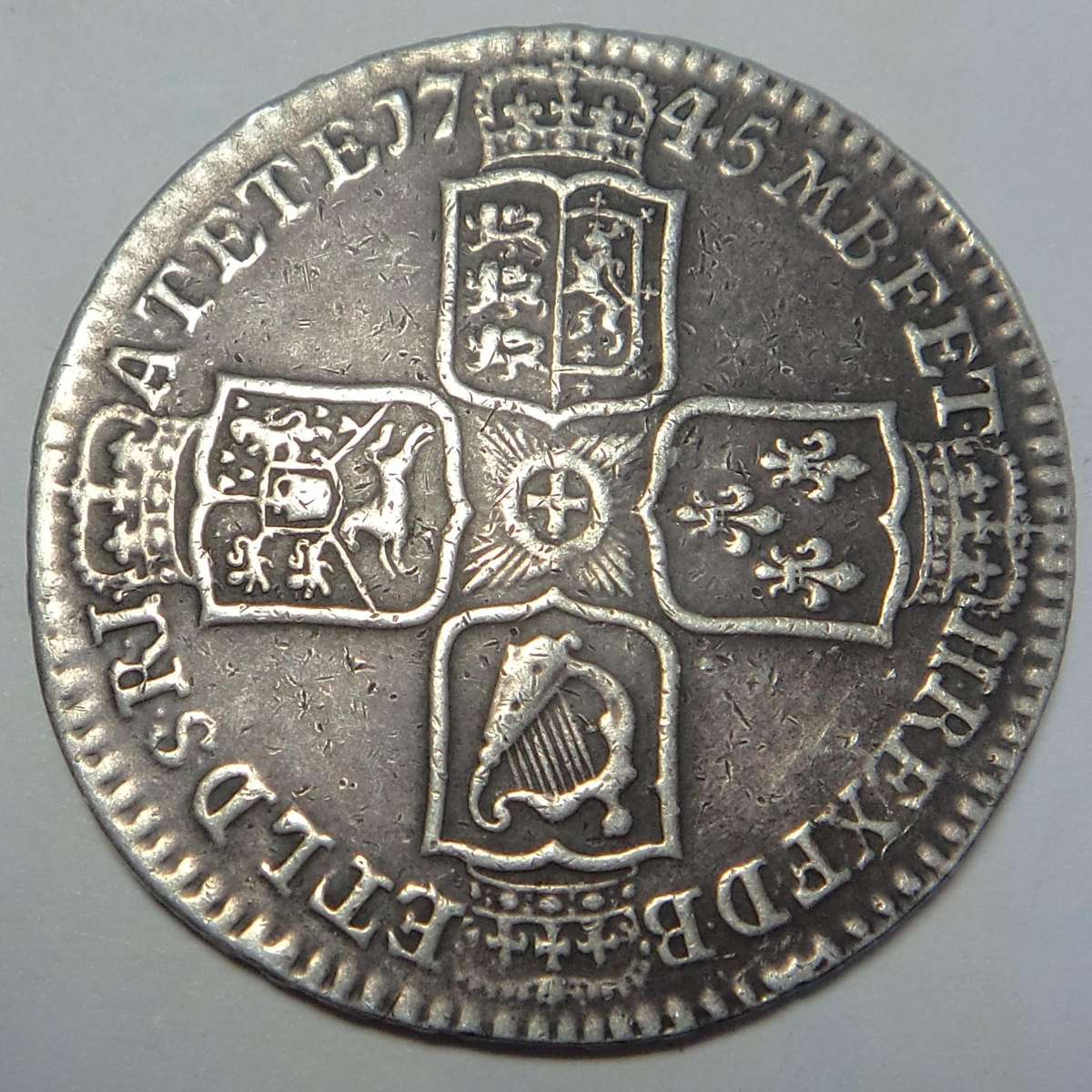Great Britain: George II Half Crown (Lima Issue) of 1745