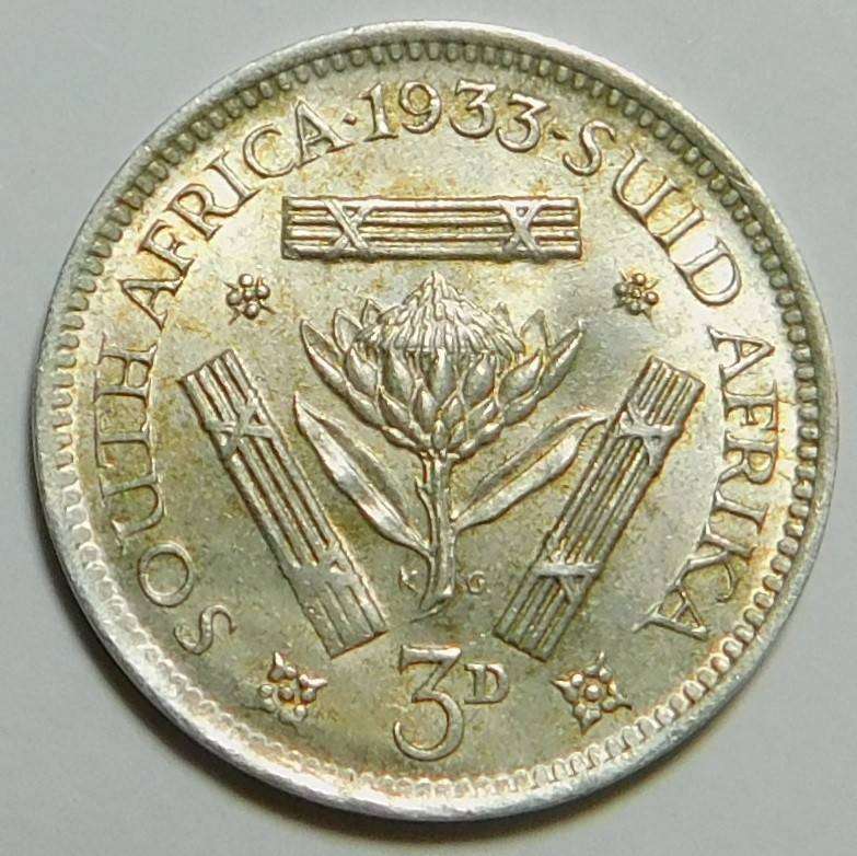 1933 Silver SA Tickey (Lustrous High Grade)