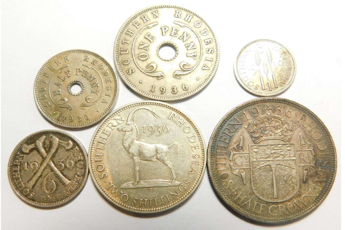 Rhodesia: Coin set of 1936 (no 1/-)