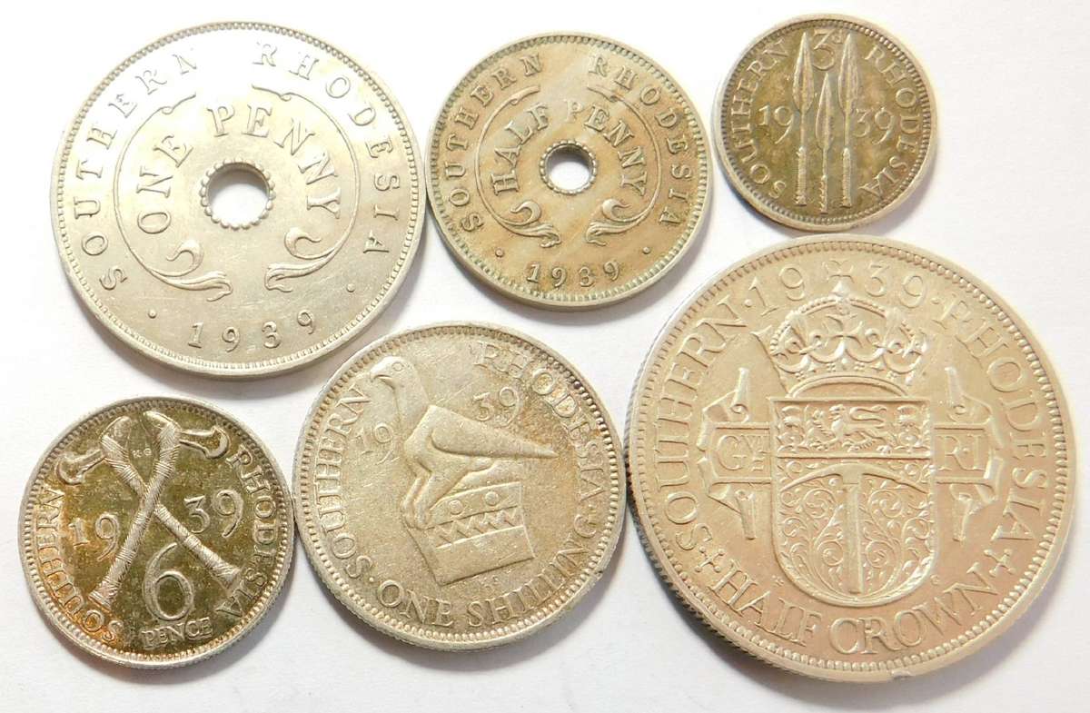 Rhodesia: Coin set of 1939 (no 2/-)