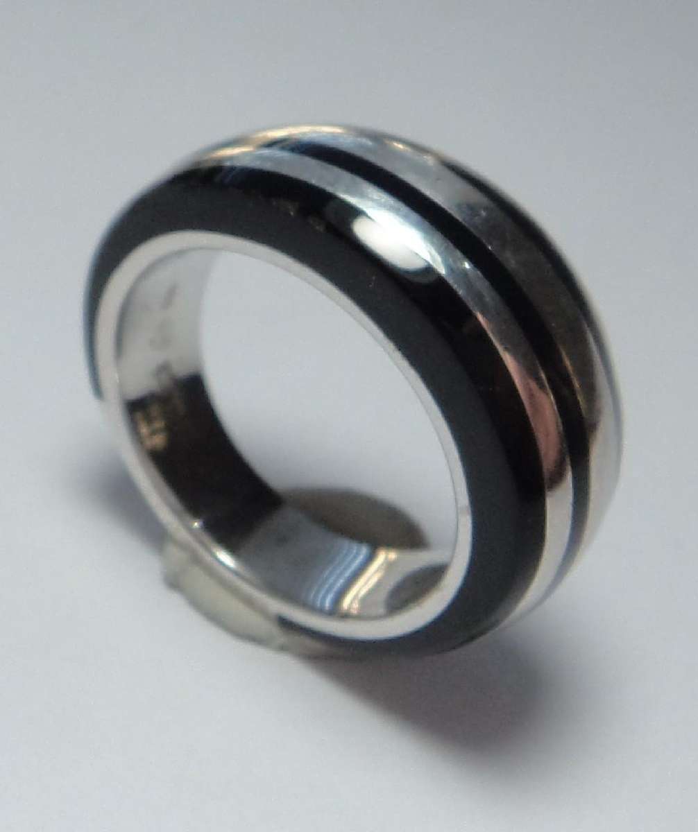 Montblanc Sterling Silver Ring with Black Lacquer valued at R12 000