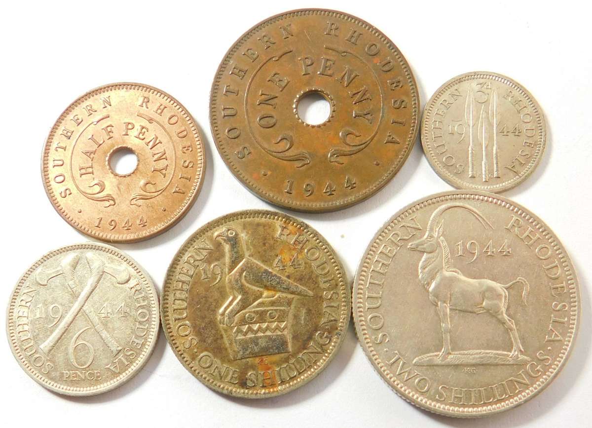 Rhodesia: Coin set of 1944 (no 2/6-)